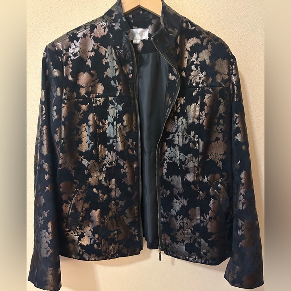 Erin London Zipper down Jacket - Black & Gold - Large - Fully Lined - Picture 2 of 11